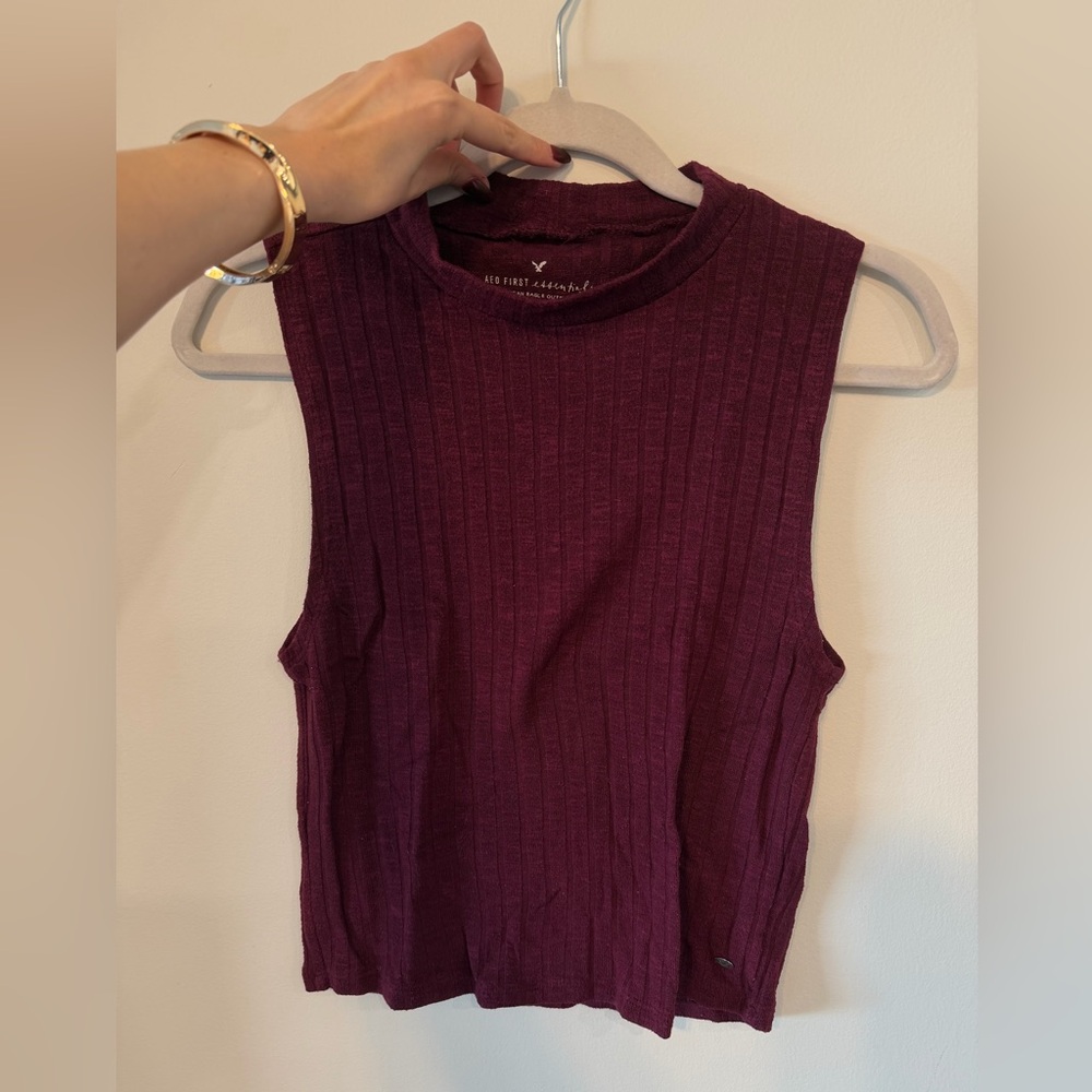 American Eagle Outfitters Deep Red Knit Top